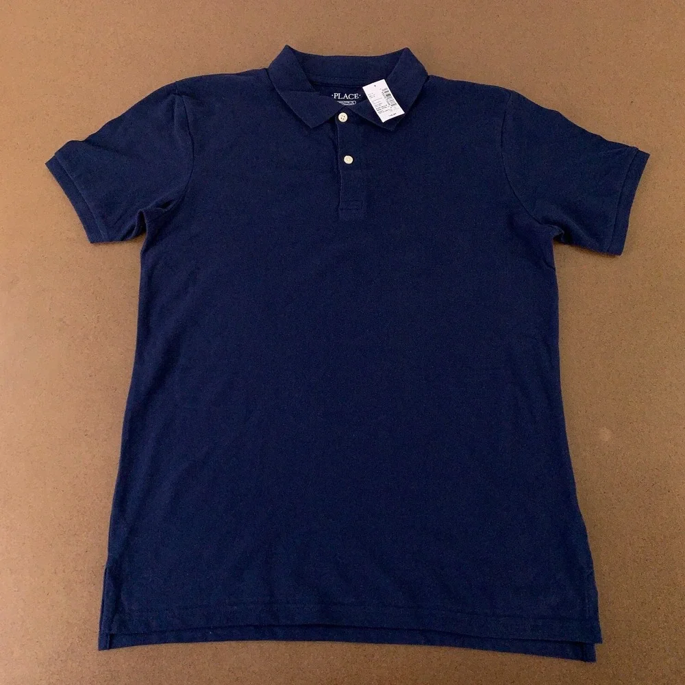 The Children's Place Boys 18 Husky Nautical Blue Short Sleeve Uniform Polo NWT